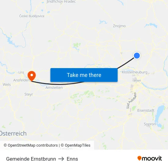 Gemeinde Ernstbrunn to Enns map