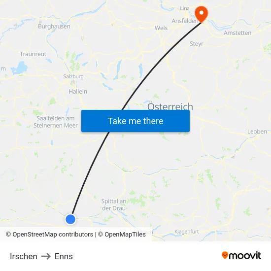Irschen to Enns map