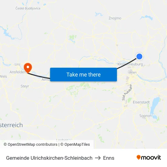 Gemeinde Ulrichskirchen-Schleinbach to Enns map