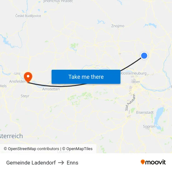 Gemeinde Ladendorf to Enns map