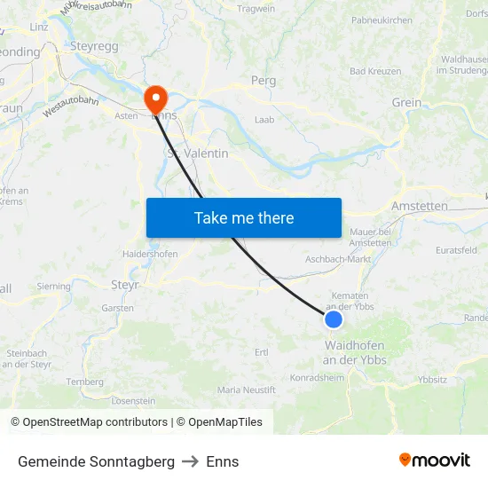 Gemeinde Sonntagberg to Enns map