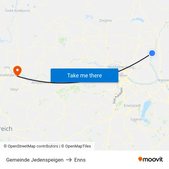 Gemeinde Jedenspeigen to Enns map