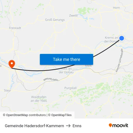 Gemeinde Hadersdorf-Kammern to Enns map