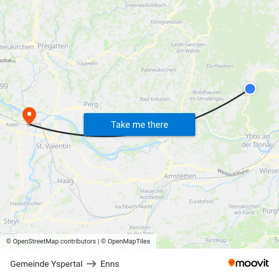 Gemeinde Yspertal to Enns map