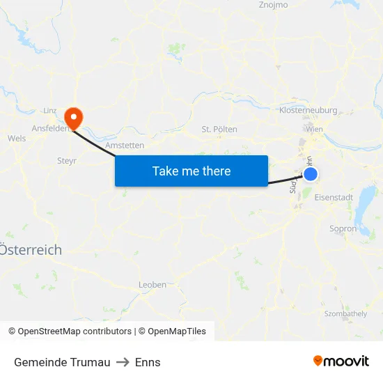 Gemeinde Trumau to Enns map