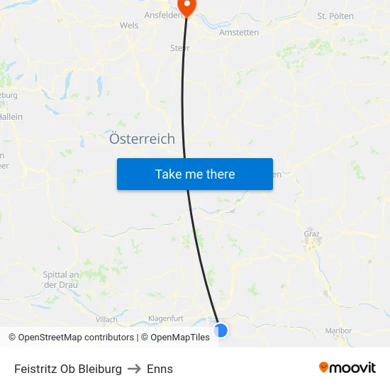 Feistritz Ob Bleiburg to Enns map