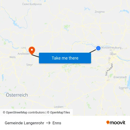 Gemeinde Langenrohr to Enns map