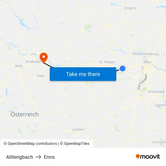Altlengbach to Enns map