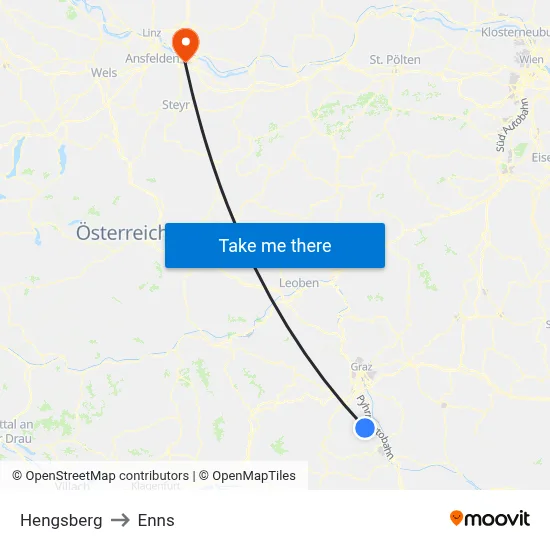 Hengsberg to Enns map