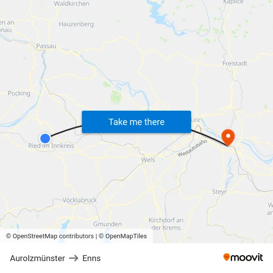 Aurolzmünster to Enns map