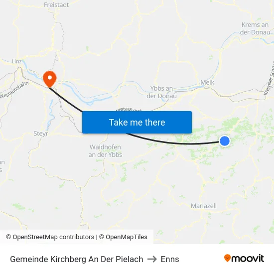 Gemeinde Kirchberg An Der Pielach to Enns map