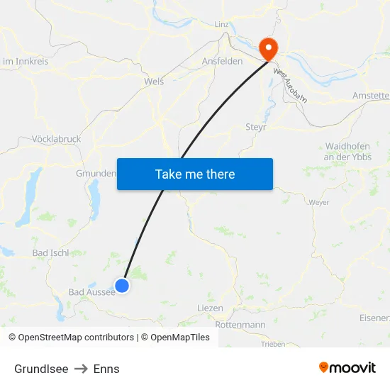 Grundlsee to Enns map