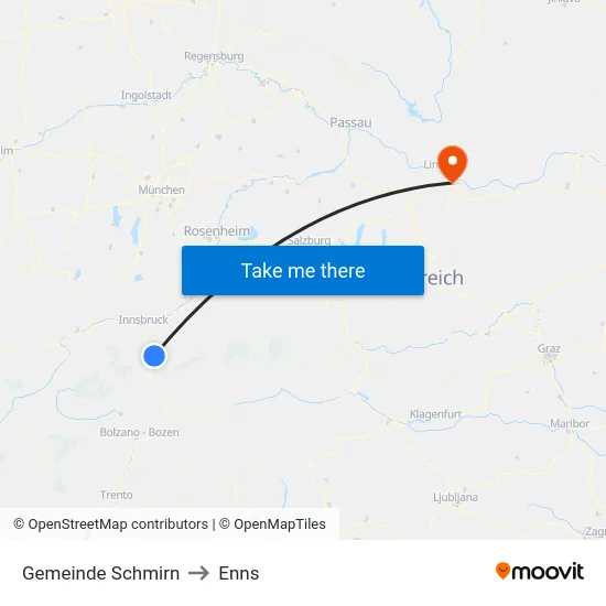 Gemeinde Schmirn to Enns map
