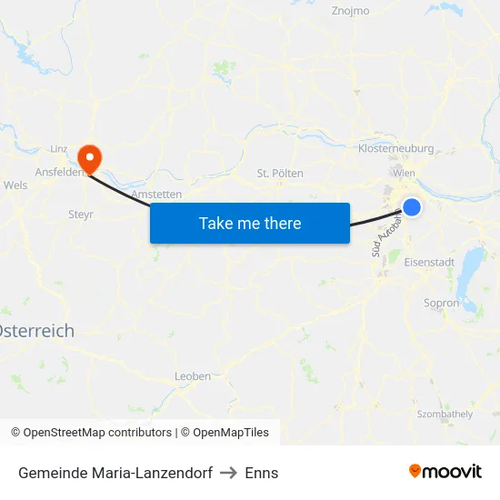 Gemeinde Maria-Lanzendorf to Enns map