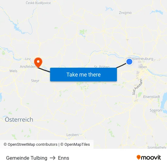 Gemeinde Tulbing to Enns map