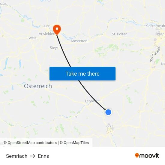 Semriach to Enns map