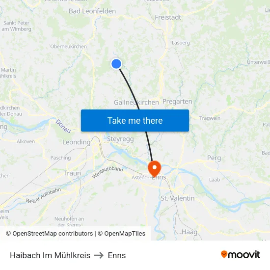 Haibach Im Mühlkreis to Enns map