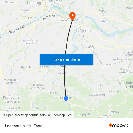 Losenstein to Enns map