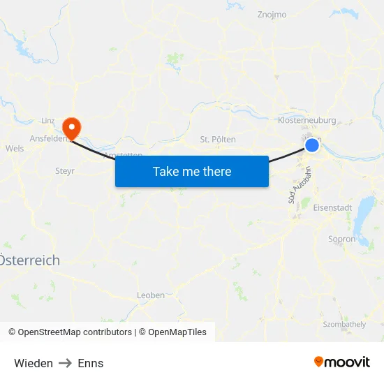 Wieden to Enns map