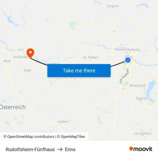 Rudolfsheim-Fünfhaus to Enns map
