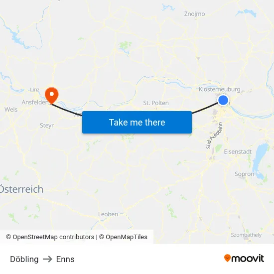 Döbling to Enns map