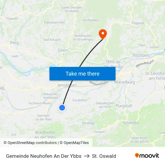 Gemeinde Neuhofen An Der Ybbs to St. Oswald map