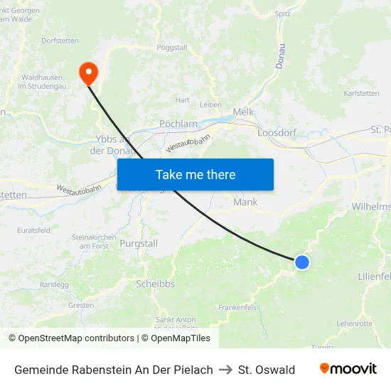 Gemeinde Rabenstein An Der Pielach to St. Oswald map