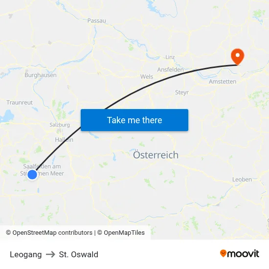 Leogang to St. Oswald map