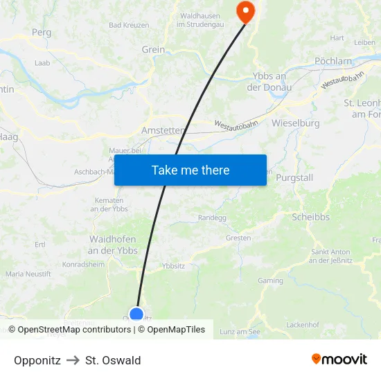 Opponitz to St. Oswald map
