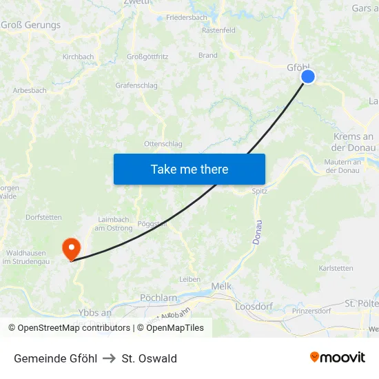 Gemeinde Gföhl to St. Oswald map