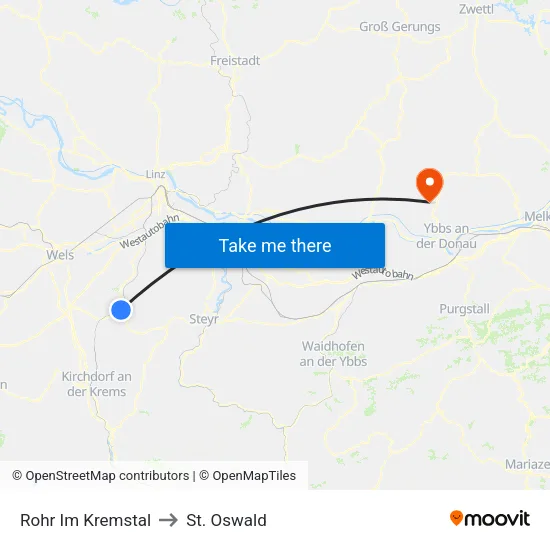 Rohr Im Kremstal to St. Oswald map