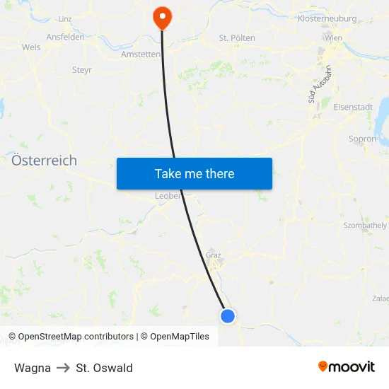 Wagna to St. Oswald map