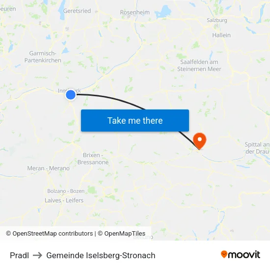 Pradl to Gemeinde Iselsberg-Stronach map