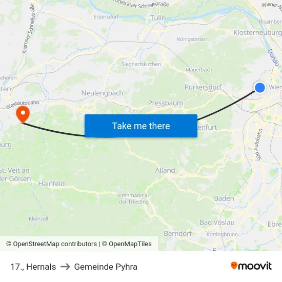 17., Hernals to Gemeinde Pyhra map