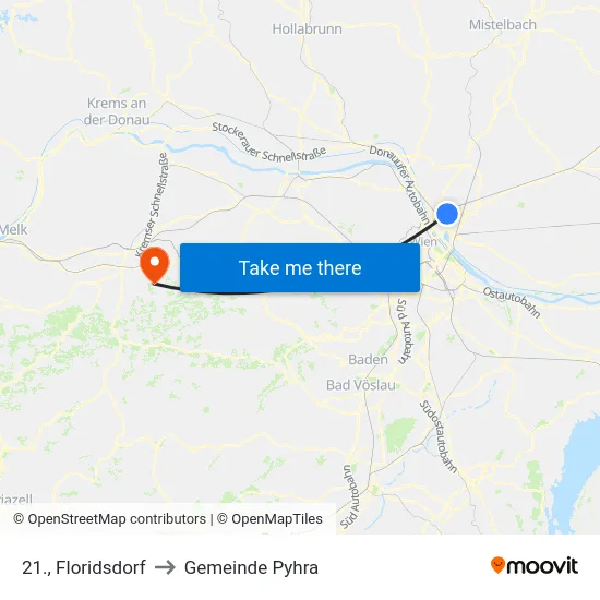 21., Floridsdorf to Gemeinde Pyhra map