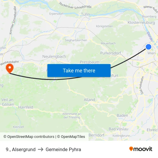 9., Alsergrund to Gemeinde Pyhra map