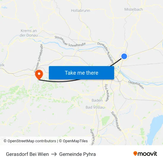 Gerasdorf Bei Wien to Gemeinde Pyhra map