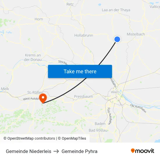Gemeinde Niederleis to Gemeinde Pyhra map