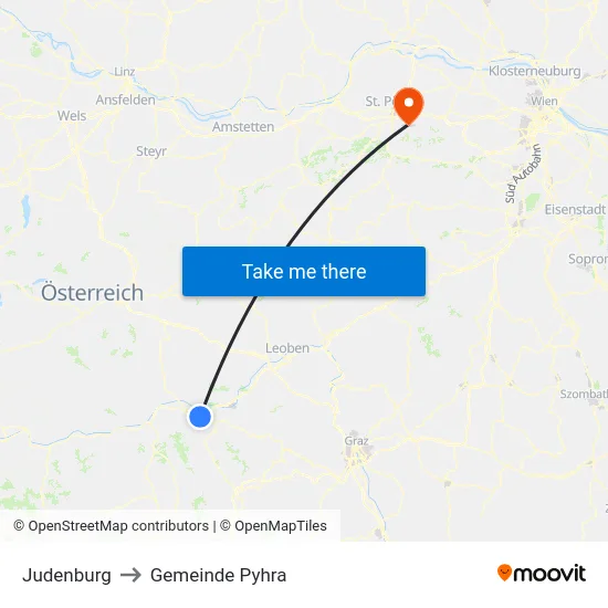 Judenburg to Gemeinde Pyhra map