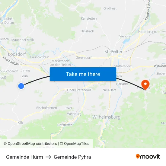Gemeinde Hürm to Gemeinde Pyhra map