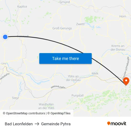 Bad Leonfelden to Gemeinde Pyhra map