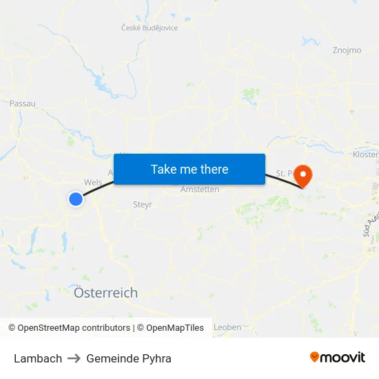 Lambach to Gemeinde Pyhra map