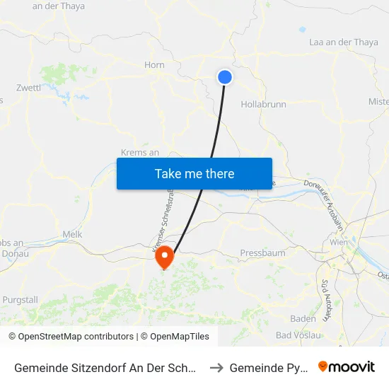 Gemeinde Sitzendorf An Der Schmida to Gemeinde Pyhra map
