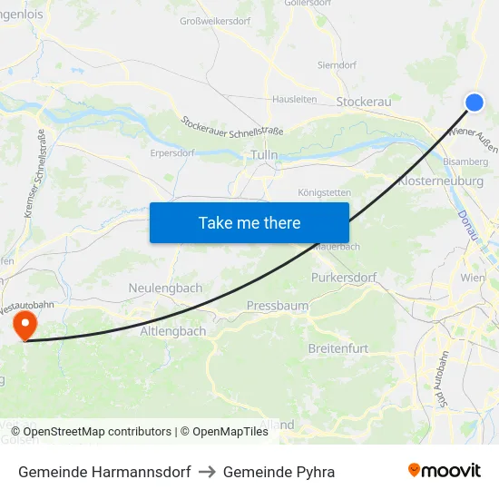 Gemeinde Harmannsdorf to Gemeinde Pyhra map