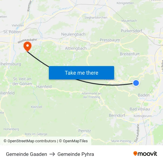 Gemeinde Gaaden to Gemeinde Pyhra map