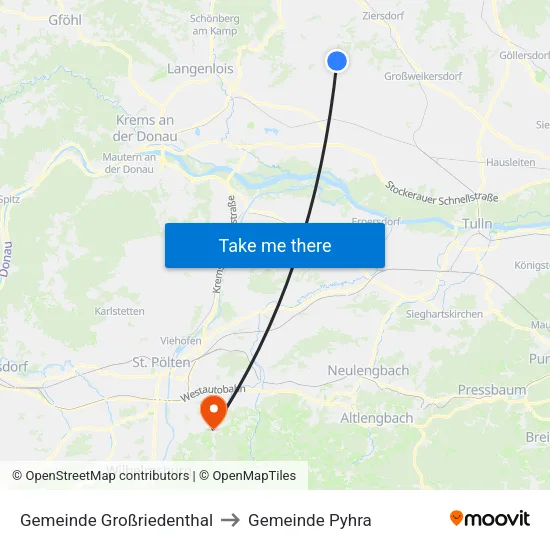 Gemeinde Großriedenthal to Gemeinde Pyhra map