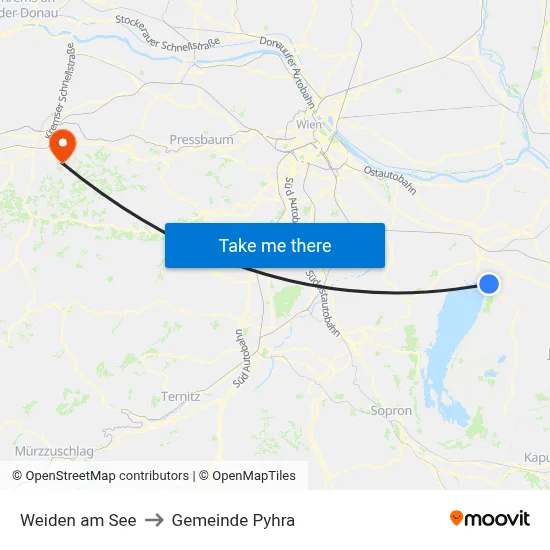 Weiden am See to Gemeinde Pyhra map