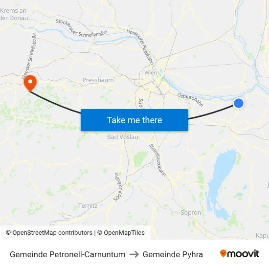 Gemeinde Petronell-Carnuntum to Gemeinde Pyhra map
