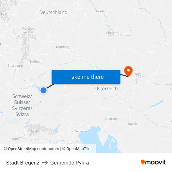 Stadt Bregenz to Gemeinde Pyhra map