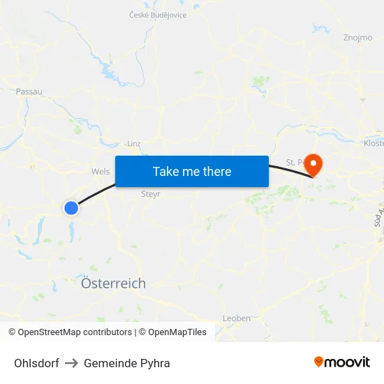 Ohlsdorf to Gemeinde Pyhra map